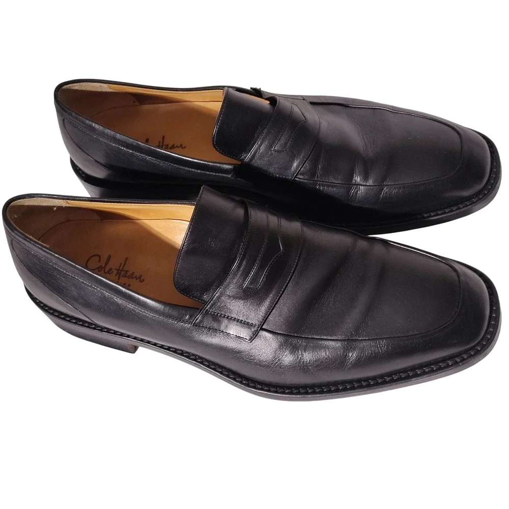 Cole Haan Collection Mens Black Leather Loafers Italy 10.5 W C02992